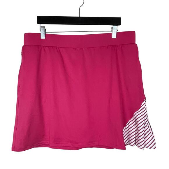 Chico's Zenergy UPF Knit Skort Pink Bromeliad Striped Trim Size 12 NWT - Picture 1 of 7